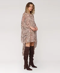 Avec Les Filles Women's Printed Chiffon Short Shift Dress