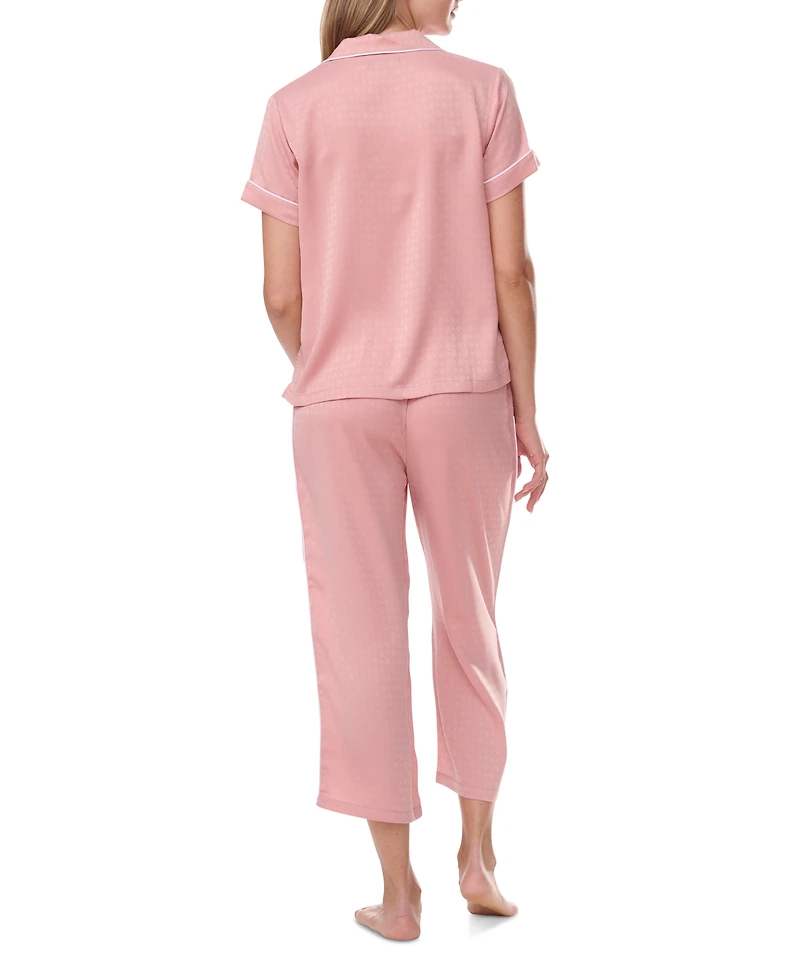 Tommy Hilfiger Women's 2Pc Short Sleeve Notch Pajama Set