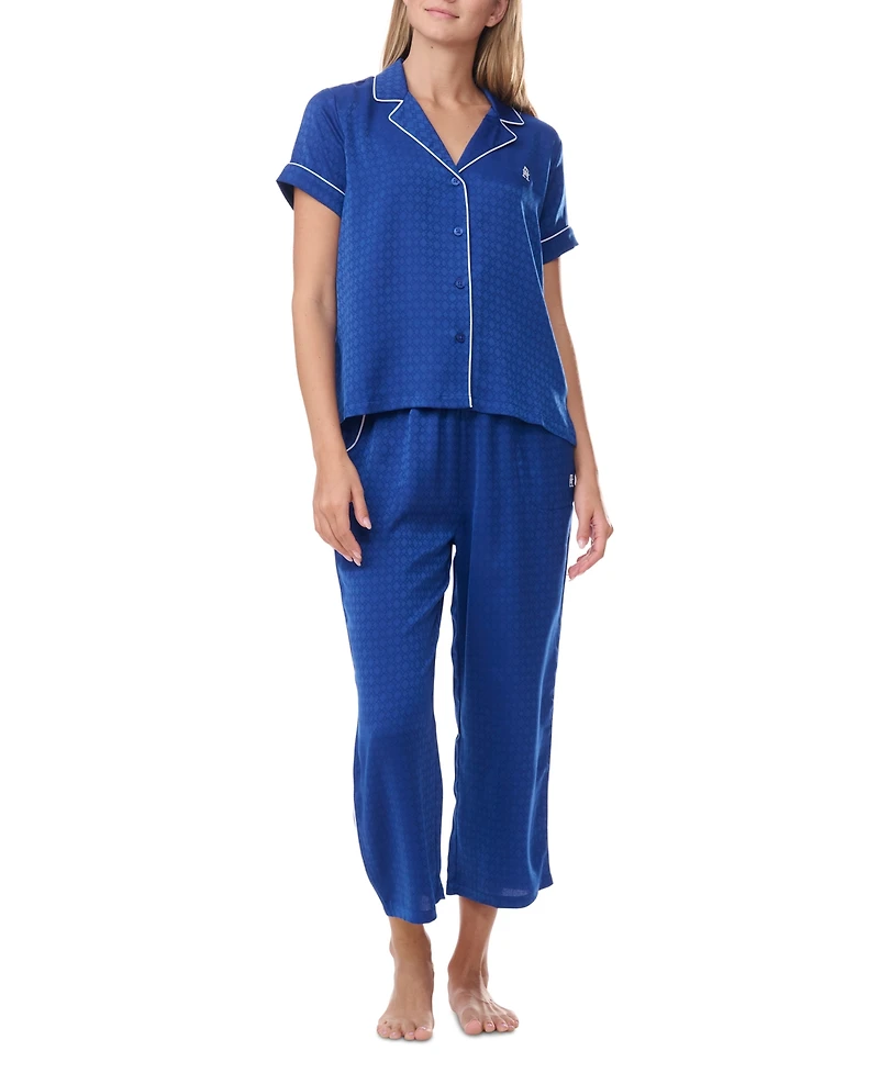 Tommy Hilfiger Women's 2Pc Short Sleeve Notch Pajama Set