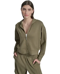 Dkny Sport Women's Drop-Shoulder High-Line Zip Scuba Hoodie