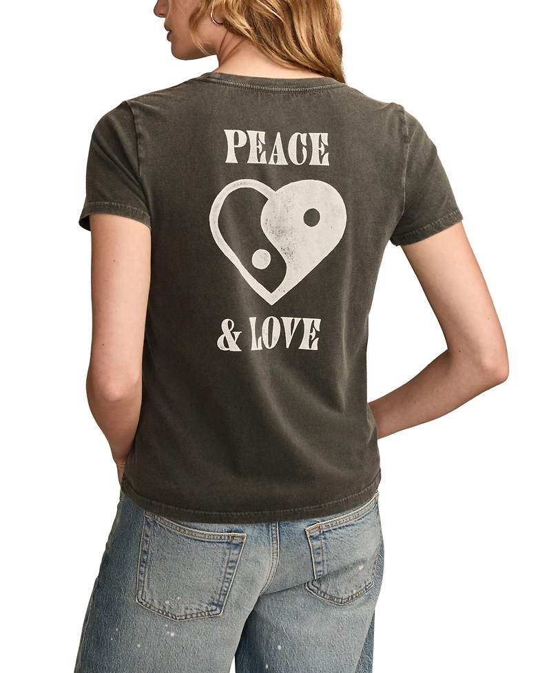 Lucky Brand Women's Ying Yang Heart Graphic Classic Cotton T-Shirt