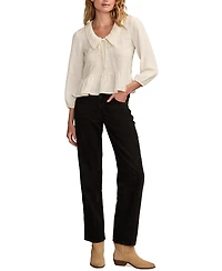 Lucky Brand Women's Crinkled Peter Pan Collar Blouse