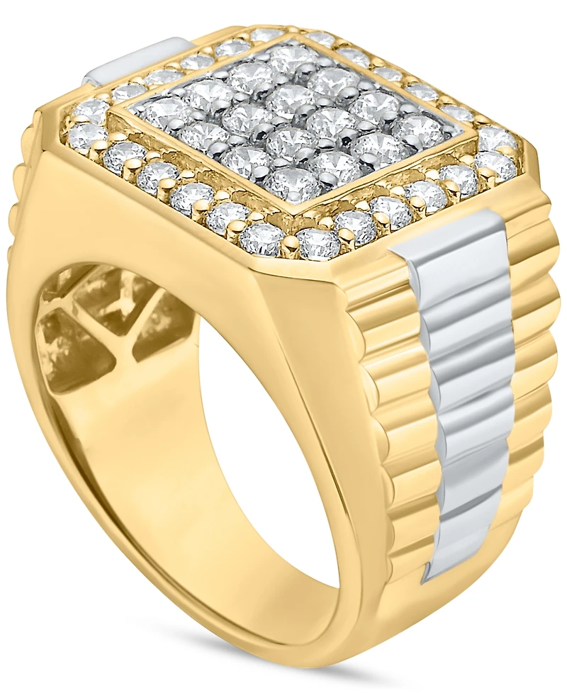 Men's Diamond Cluster Ridged Statement Ring (2 ct. t.w.) in 10k Gold