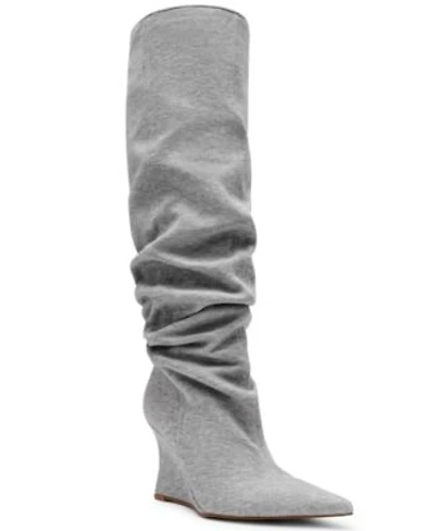 Steve Madden Womens Distortion Knee High Slouch Wedge Boots Regular Wide Calf