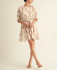 Arose Studio, Inc Women's Belted Floral Mini Dress