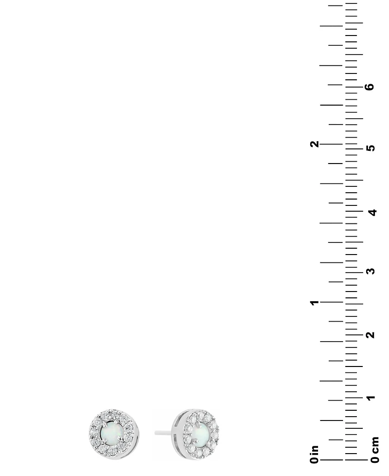 Simulated Opal & Cubic Zirconia Halo Stud Earrings (4MM) in Sterling Silver, Created for Macy's