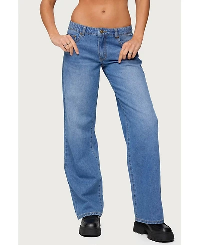 Edikted Women's Nikoletta Straight Leg Low Rise Jeans