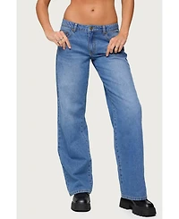 Edikted Women's Nikoletta Straight Leg Low Rise Jeans