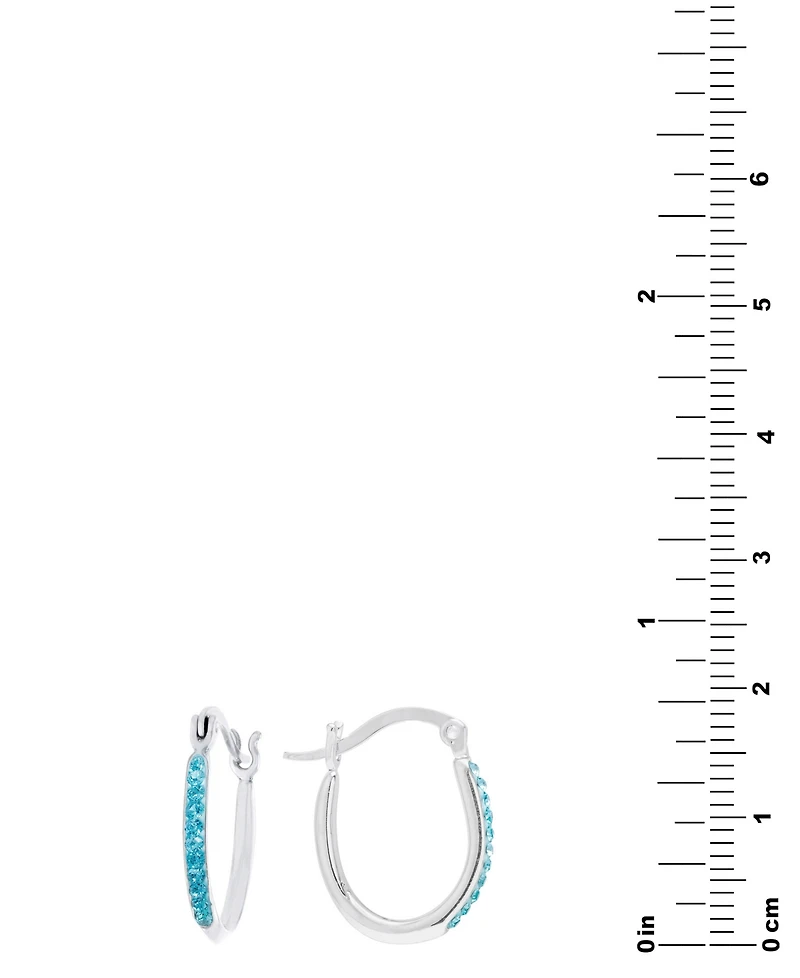 Crystal Pave Small Hoop Earrings Sterling Silver, 0.62" (also 14k Gold-Plated Silver)