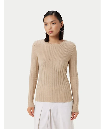 Gobi Cashmere Rib-Knit Cashmere Crew Neck Sweater