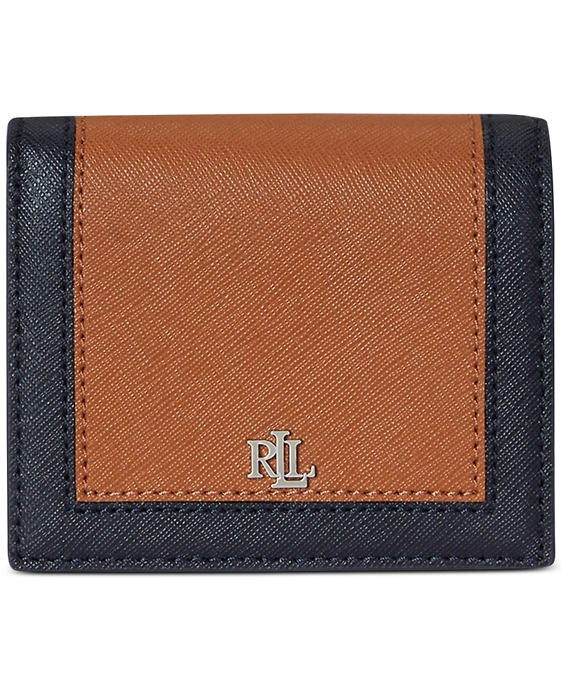 Lauren Ralph Lauren Crosshatch Leather Two-Tone Compact Wallet