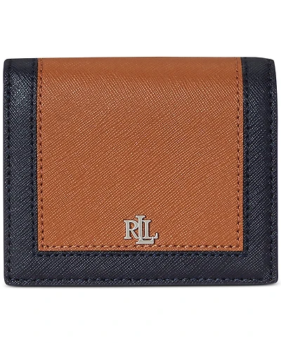 Lauren Ralph Lauren Crosshatch Leather Two-Tone Compact Wallet