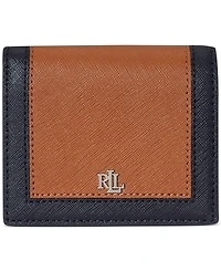 Lauren Ralph Lauren Crosshatch Leather Two-Tone Compact Wallet