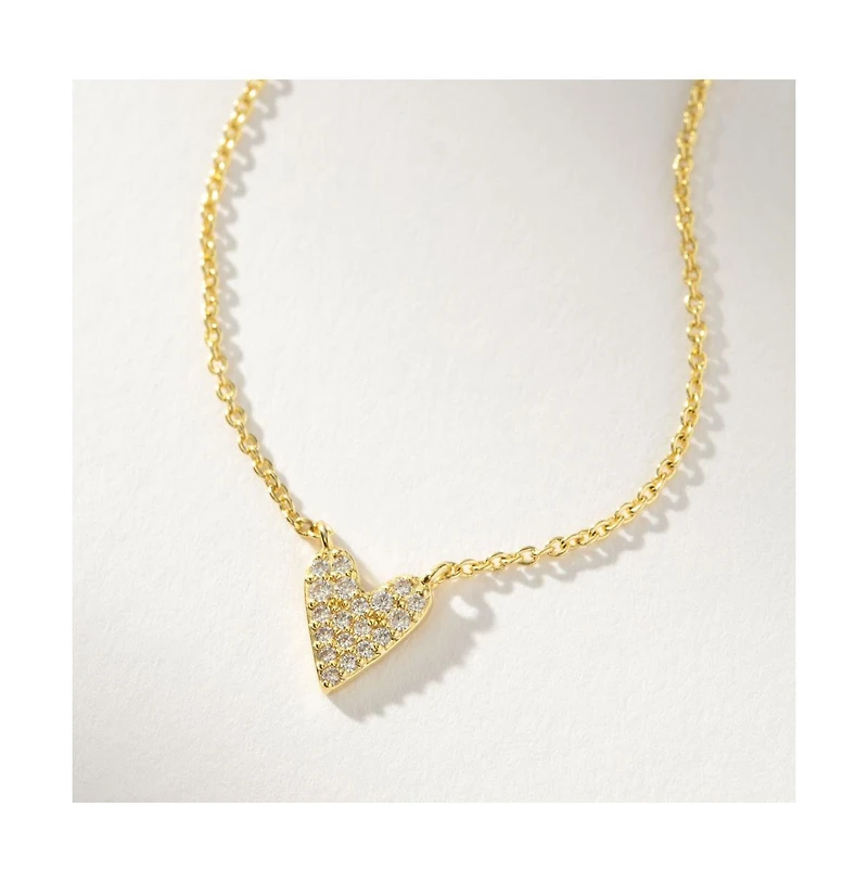 14K Gold-Plated Full Heart Necklace, 14"-16"