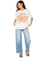 Roxy Juniors' Hibiscus Spray Graphic Cotton T-Shirt