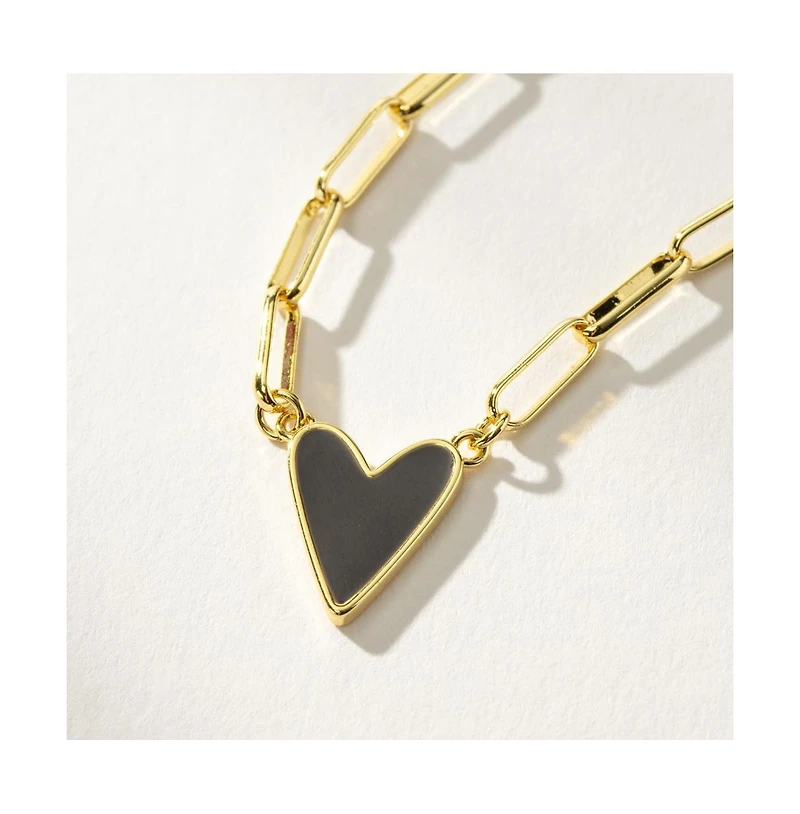 14K Gold-Plated Enamel Heart Necklace