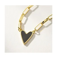 14K Gold-Plated Enamel Heart Necklace