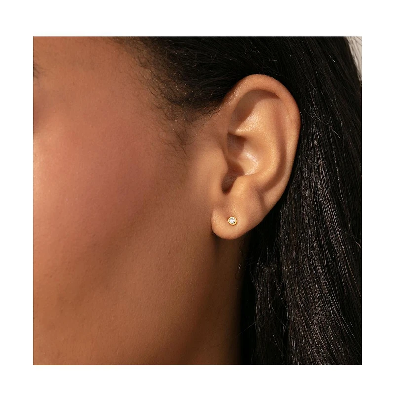 14k Gold-Plated Cubic Zirconia Simple Stud Earrings