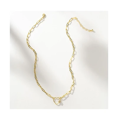 14K Gold-Plated Locked Heart Necklace, 18" + 2" extender