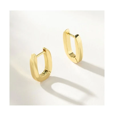 14k Gold-Plated Oval Huggie Earrings