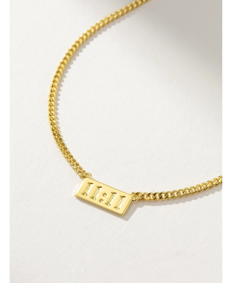 14K Gold-Plated 11:11 Pendant Necklace, 16" + 2" extender