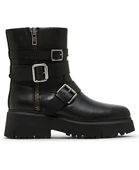 Madden Girl Women's Mally Moto Buckle Lug Sole Boots