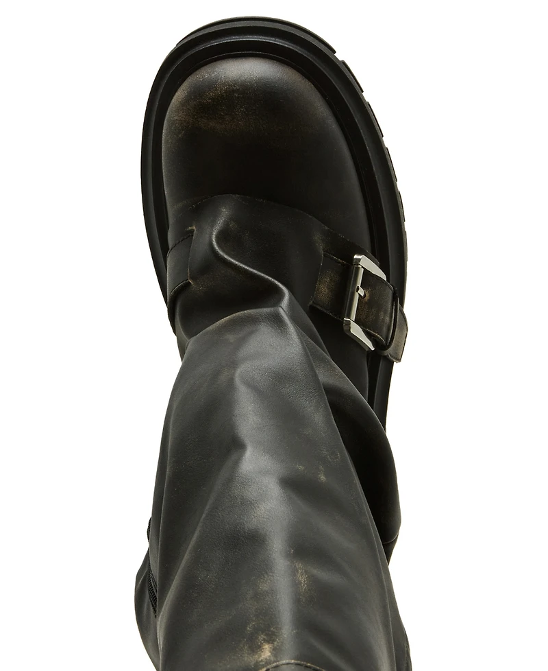 Madden Girl Women's Restore Knee-High Slouchy Lug-Sole Moto Boots