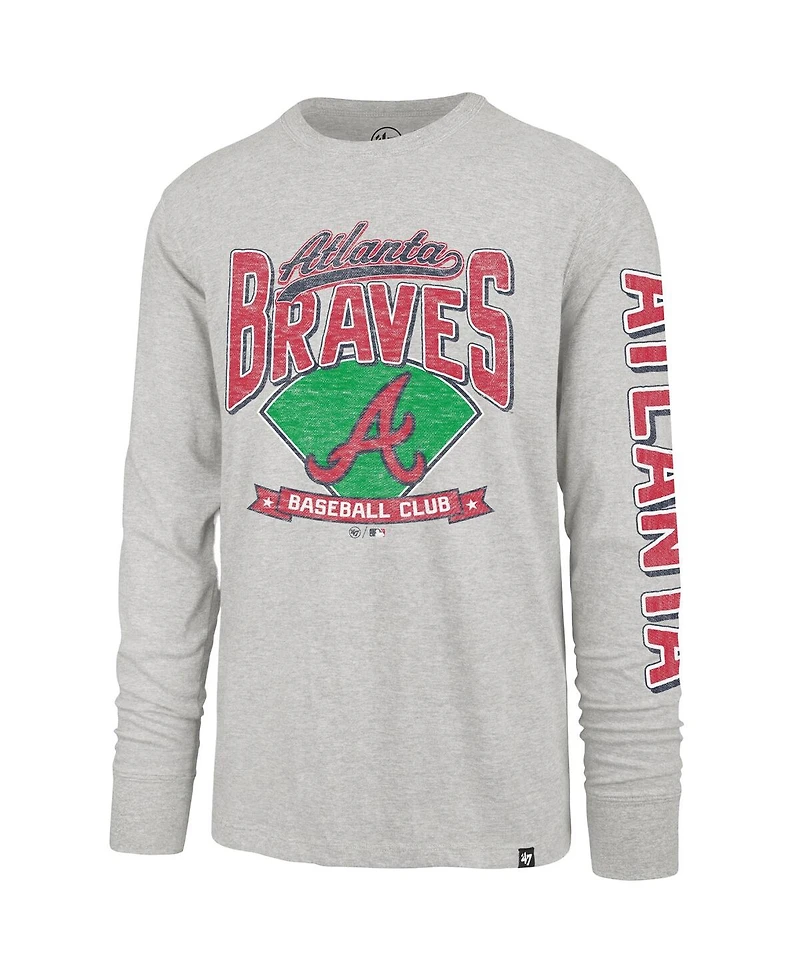 '47 Brand Men's Gray Atlanta Braves Big Tall Distressed Franklin Long Sleeve T-Shirt