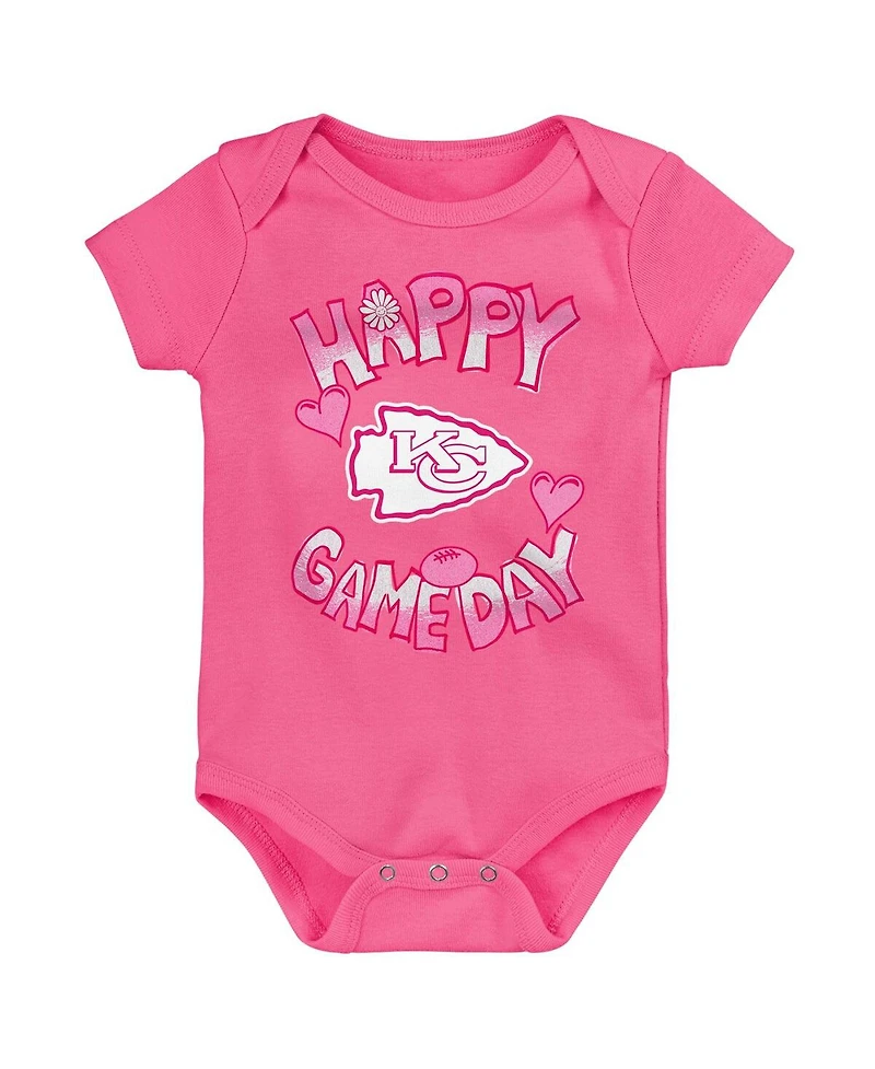 Outerstuff Newborn Pink Kansas City Chiefs Happy Gameday Bodysuit