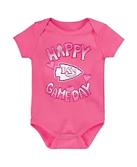 Outerstuff Newborn Pink Kansas City Chiefs Happy Gameday Bodysuit