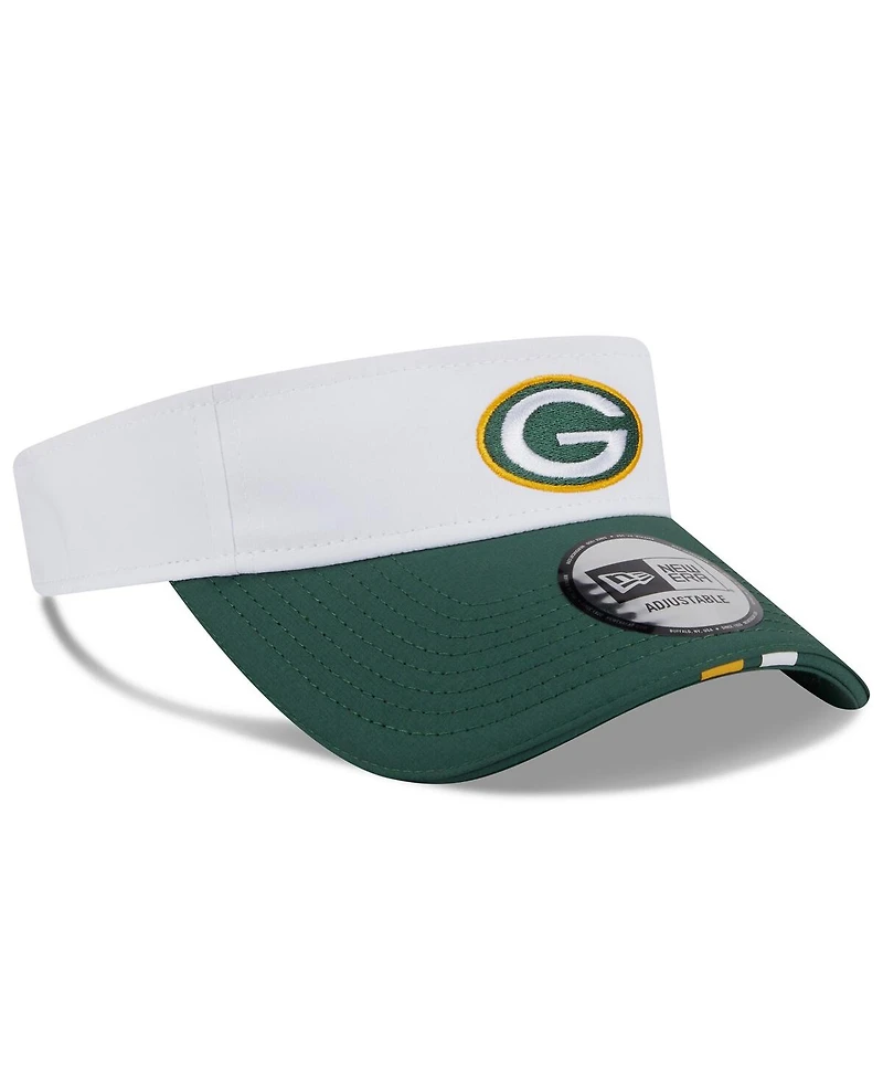 New Era Men's White/Green Green Bay Packers 2025 Nfl Training Camp Adjustable Visor Hat