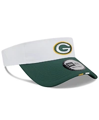 New Era Men's White/Green Green Bay Packers 2025 Nfl Training Camp Adjustable Visor Hat