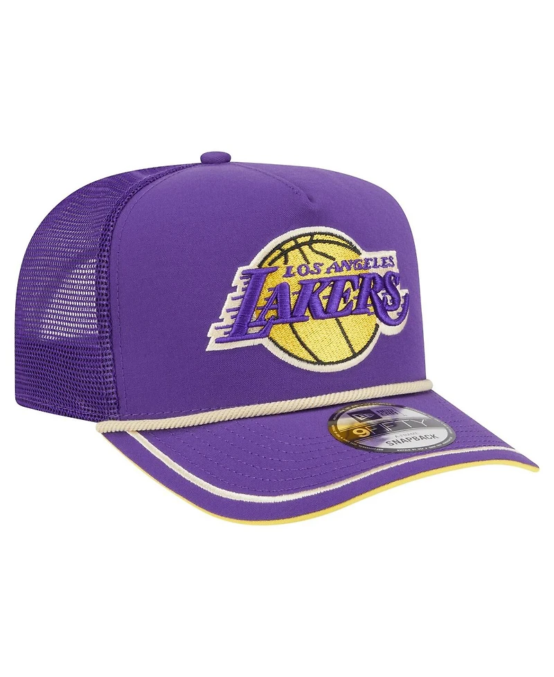 New Era Men's Purple Los Angeles Lakers Vintage Team Rope A-Frame 9FIFTY Snapback Hat