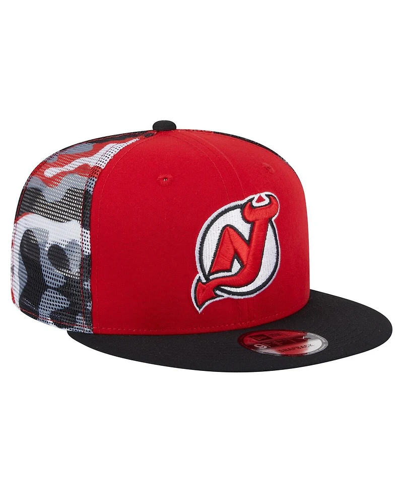 New Era Men's Red/Black New Jersey Devils Camo Meshback 9FIFTY Snapback Hat