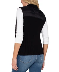 Liverpool Los Angeles Petite Quilted-Trim Sweater Vest