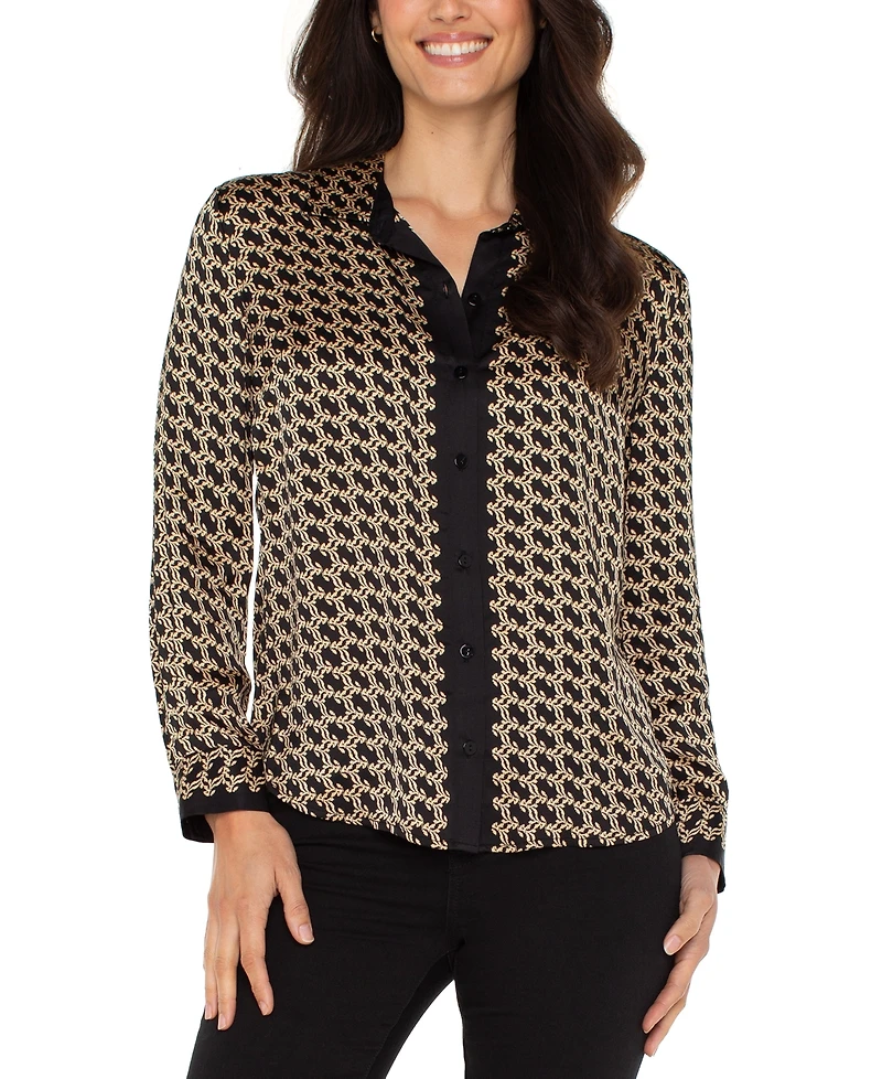 Liverpool Los Angeles Petite Printed Satin Shirt