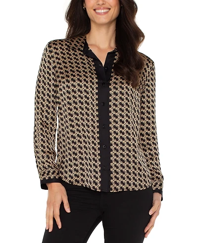 Liverpool Los Angeles Petite Printed Satin Shirt