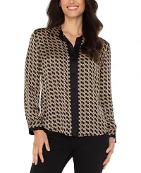 Liverpool Los Angeles Petite Printed Satin Shirt