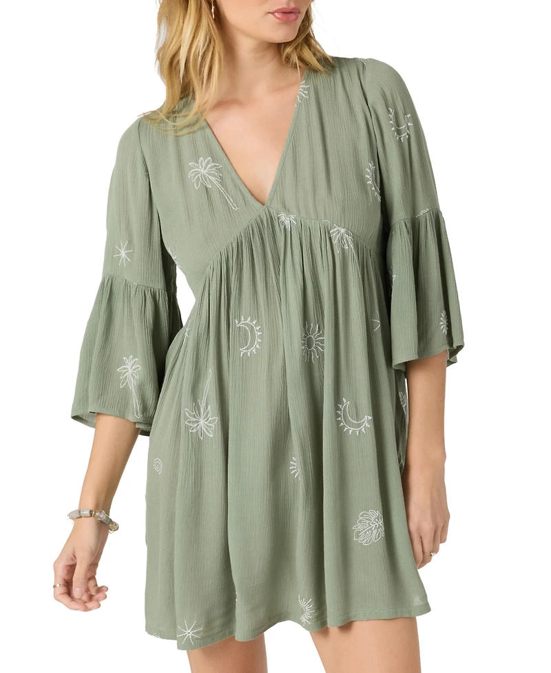 O'Neill Juniors' Pennie V-Neck Ruffle-Sleeve Mini Dress