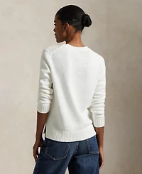 Polo Ralph Lauren Women's Bear Linen-Cotton Crewneck Sweater