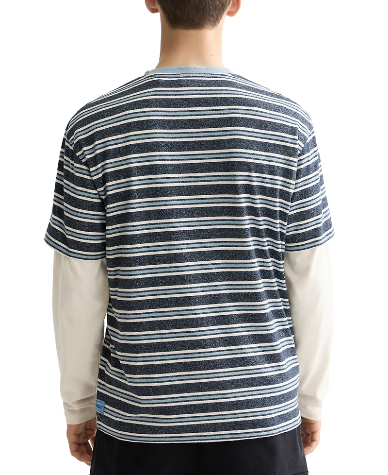 Scotch & Soda Men's Relaxed Fit Short Sleeve Striped Yarn-Dyed Crewneck T-Shirt