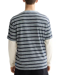 Scotch & Soda Men's Relaxed Fit Short Sleeve Striped Yarn-Dyed Crewneck T-Shirt