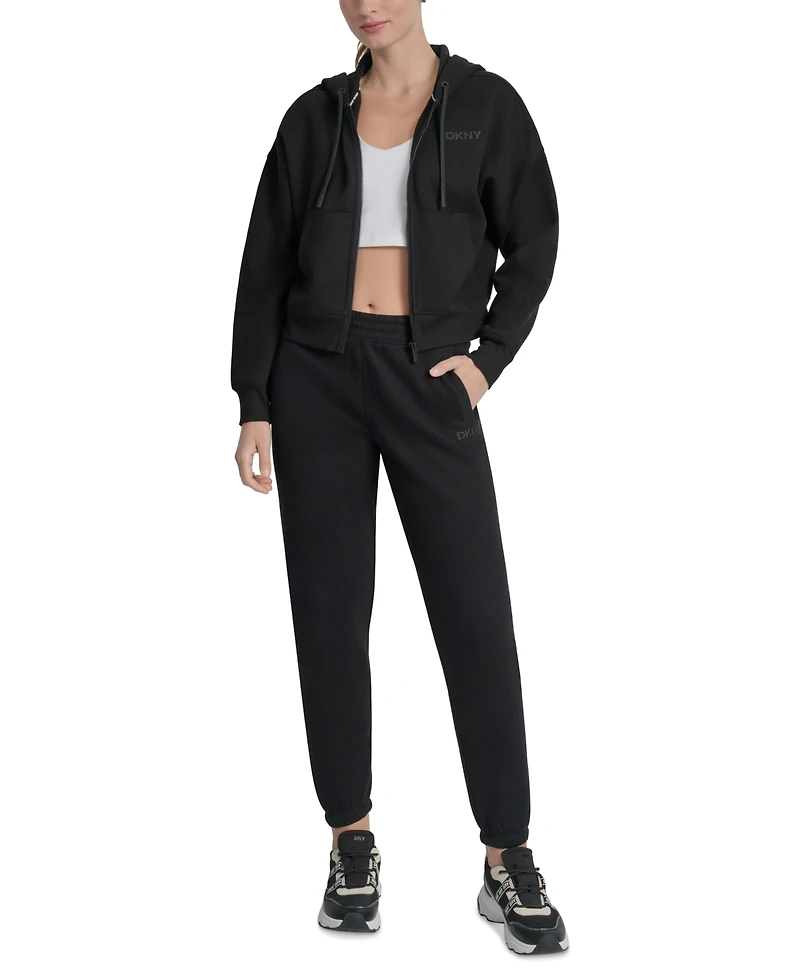 Dkny Women's Silicone Logo Full-Zip Hoodie