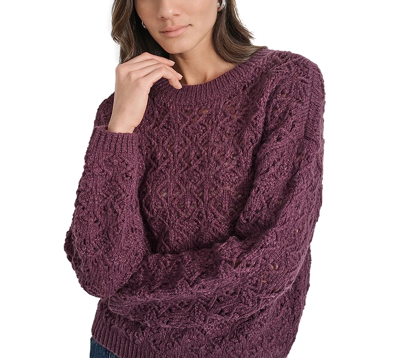 Dkny Jeans Petite Pointelle Crewneck Sweater