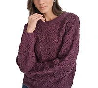 Dkny Jeans Petite Pointelle Crewneck Sweater