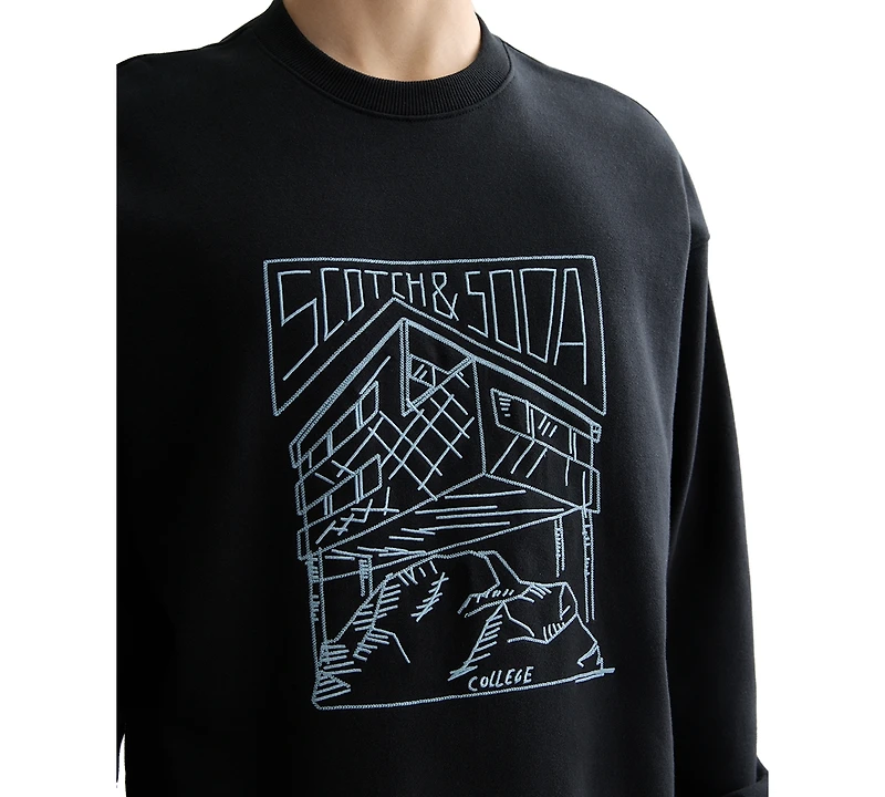 Scotch & Soda Men's Relaxed Fit Long Sleeve Logo Graphic Sweatshirt