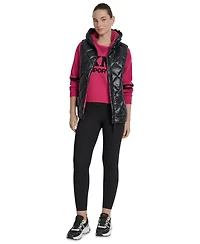Dkny Women's Quilted Curved-Hem Hooded Vest