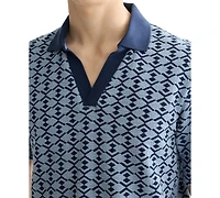 Scotch & Soda Men's Relaxed Fit Short Sleeve Geo Print Polo Shirt