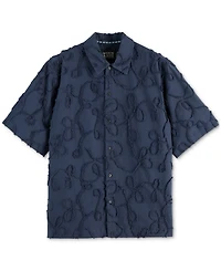 Scotch & Soda Men's Relaxed Fit Short Sleeve Button-Front Jacquard Shirt