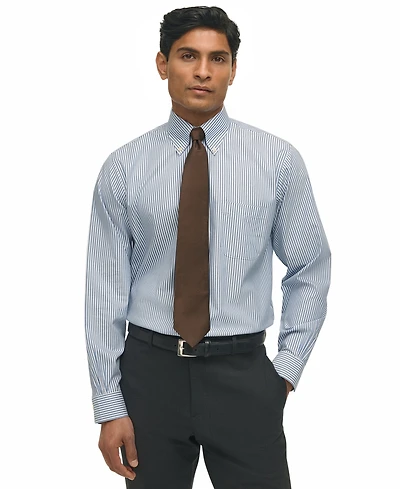 Brooks Brothers Men's Regular-Fit Polo Button-Down Collar Non-Stripe Dress Shirt